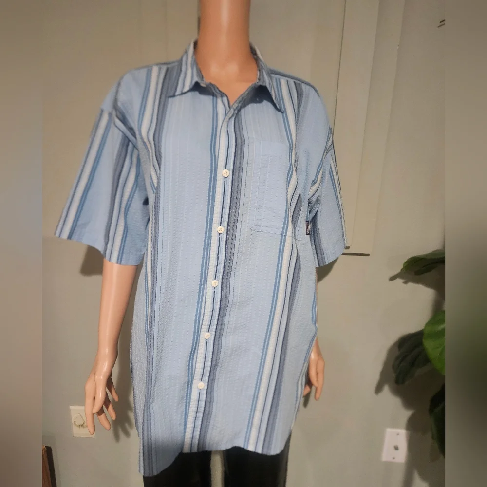 PATAGONIA Men’s Short Sleeve Puckerware Shirt Blue Multi– Size XL - Picture 3 of 15